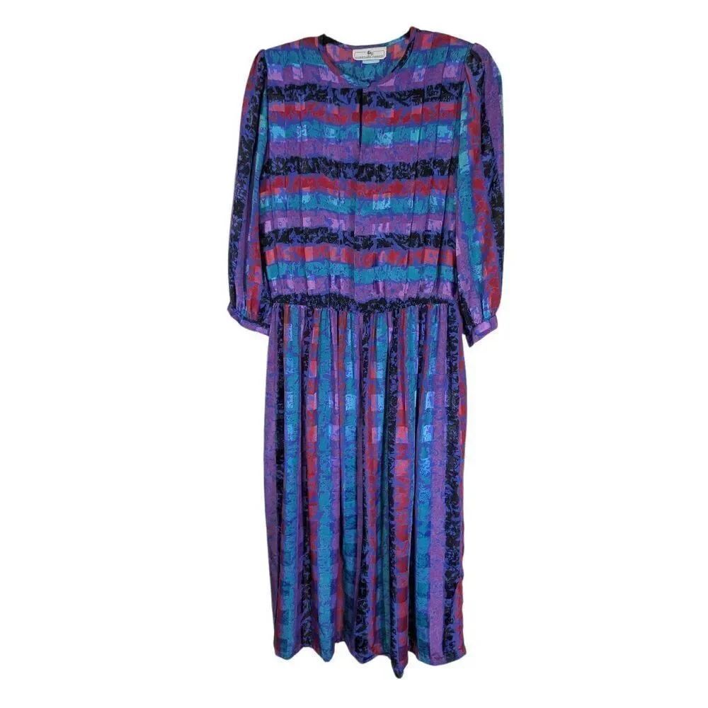 Jonathan Martin Vtg Multicolor Dress Elastic Waist Size 7/8